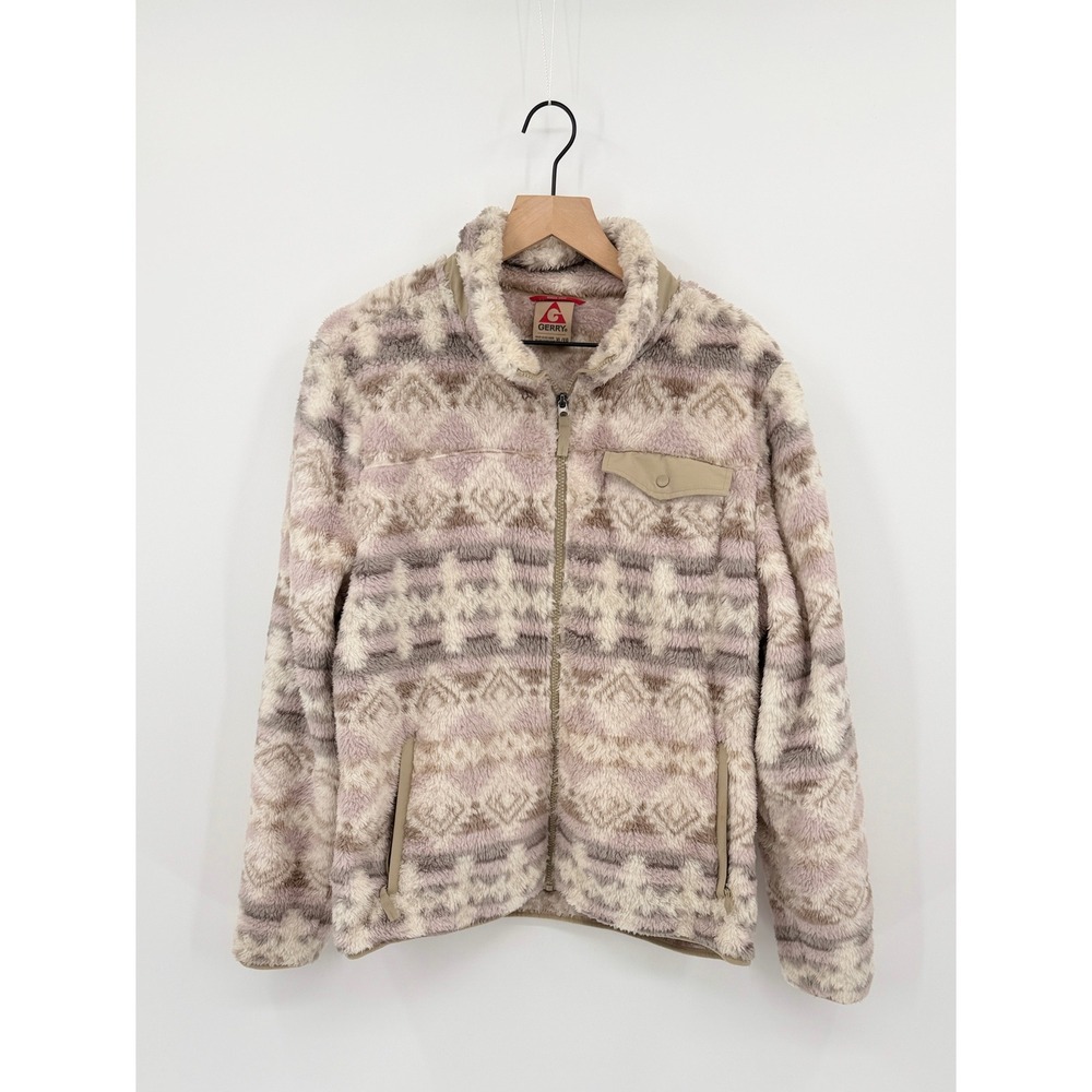 Gerry Full Zip Womens XL Fleece Jacket Fair Isle Aztec Gorpcore Outdoorsy Cabin